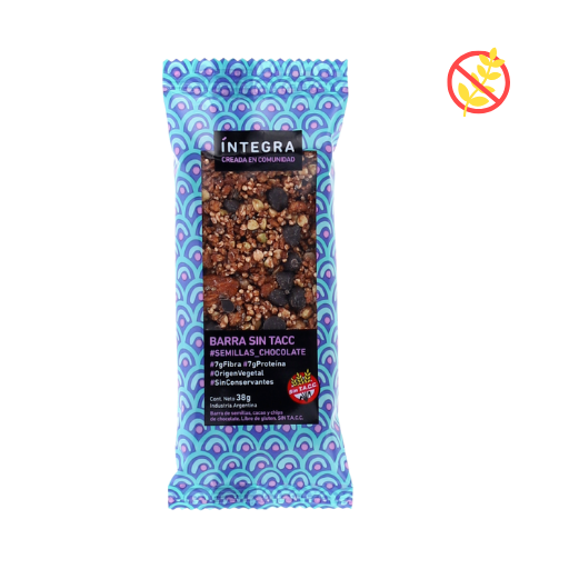 Barra de semillas y chocolate íntegra