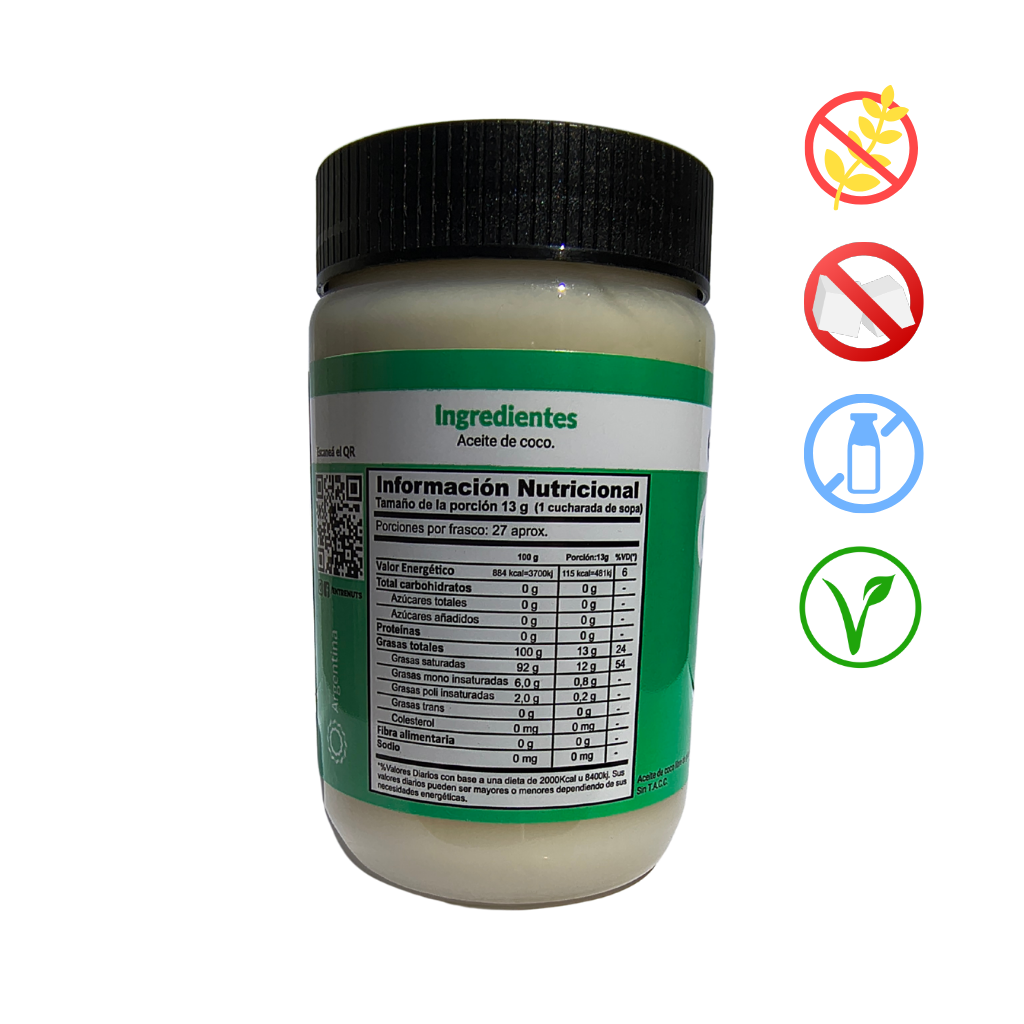Aceite de coco neutro Entrenuts DORSO