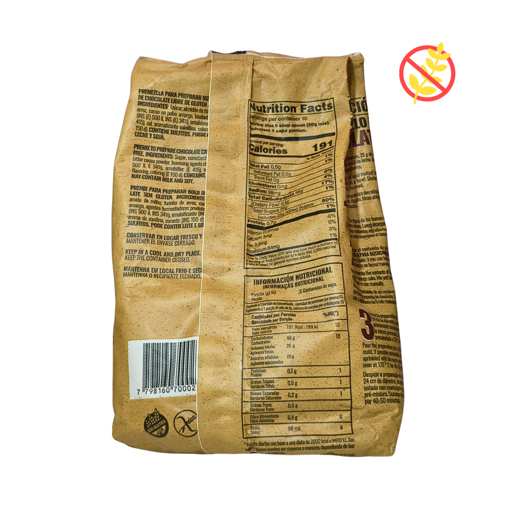 Premezcla bizcochuelo chocolate 500g Delicel - Imagen 2