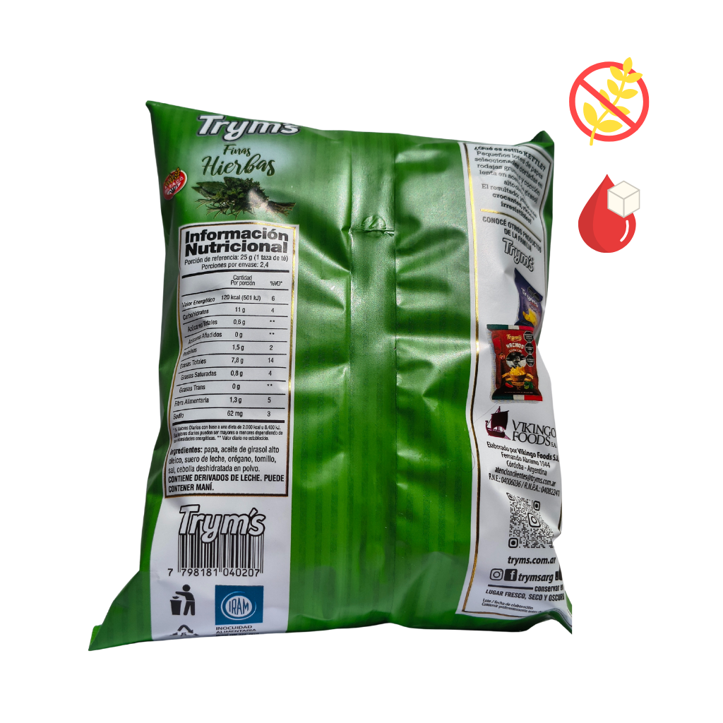 Papas finas hierbas Tryms dorso